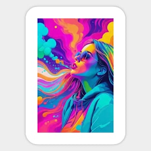 An Illustration of a Woman's Psychedelic Vision - colorful Sticker